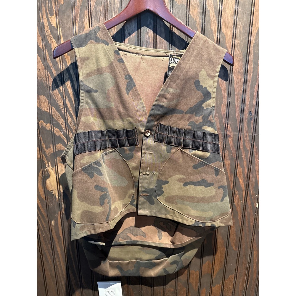 Vintage My Favourite Clothes Camo Hunting Vest Woodland Shell Loops Men XL 21x28